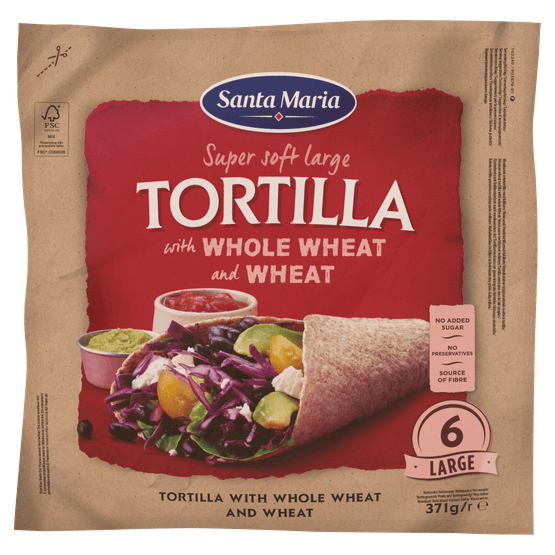 Santa Maria Tortilla whole wheat large 6 stuks - Dirk