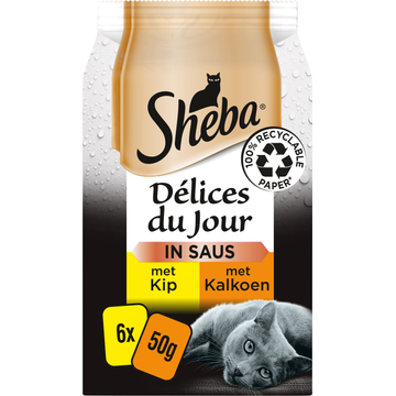 Sheba Kattenvoer Délices du Jour - Kalkoen & Kip in saus Natvoer - JUMBO