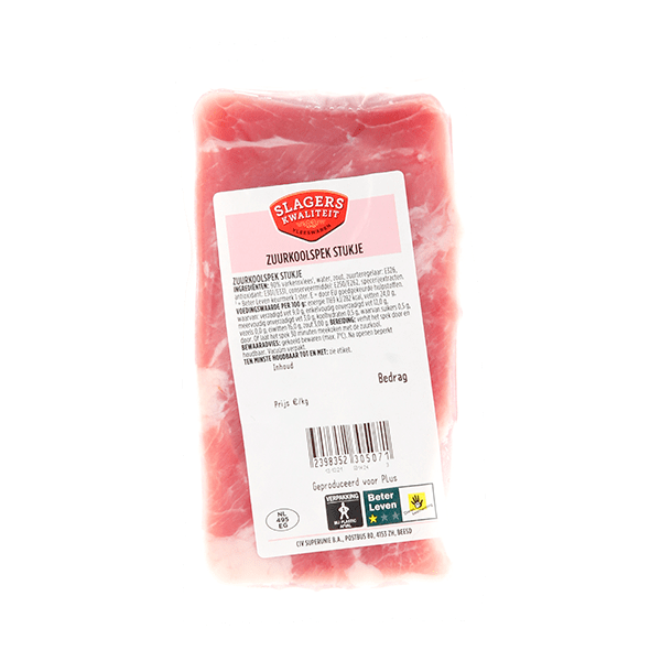 Slagers kwaliteit Vac. zuurkoolspek stukje - PLUS