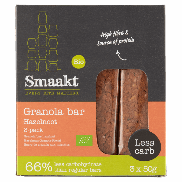 Smaakt Less Carb Bar Hazelnoot Speciaal bio - PLUS