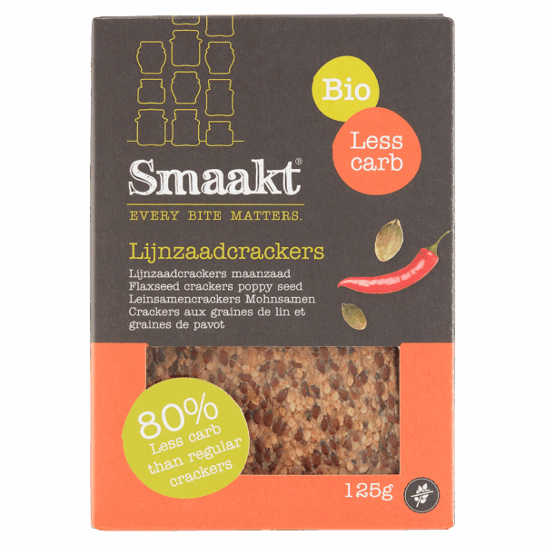 Smaakt Lijnzaadcrackers less carb biologisch - PLUS