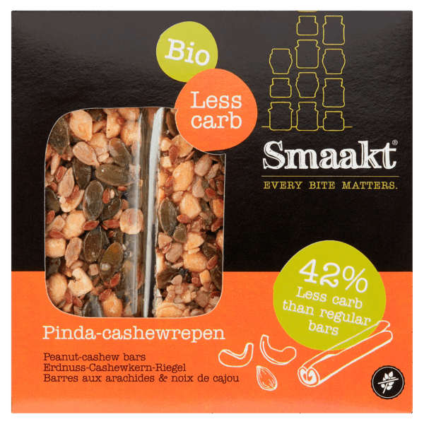 Smaakt Reep cashew less carb biologisch - PLUS
