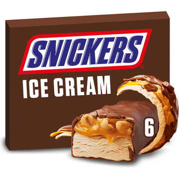 Snickers IJs Repen Melk chocolade pinda 6-pack - JUMBO