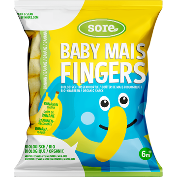 Sore Baby Mais Fingers Bananen Smaak 6m+ - JUMBO