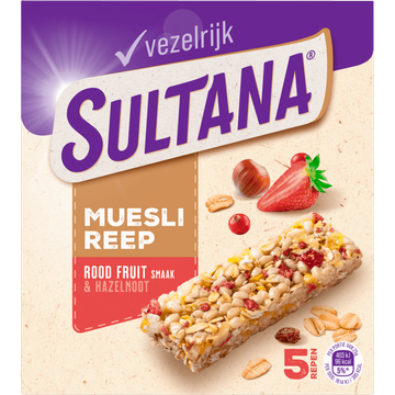 Sultana Mueslireep Rood Fruit Smaak & Hazelnoot 5 Stuks - JUMBO
