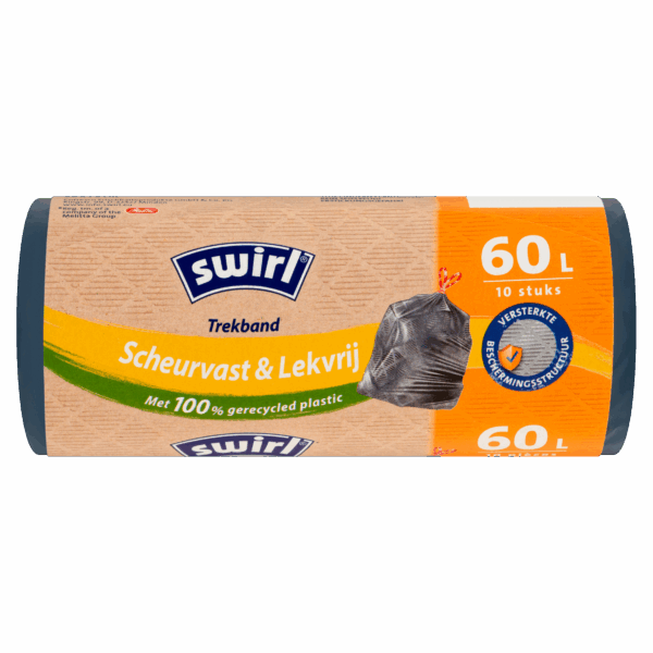 Swirl Vuilniszakken Trekband Grijs 60L - PLUS