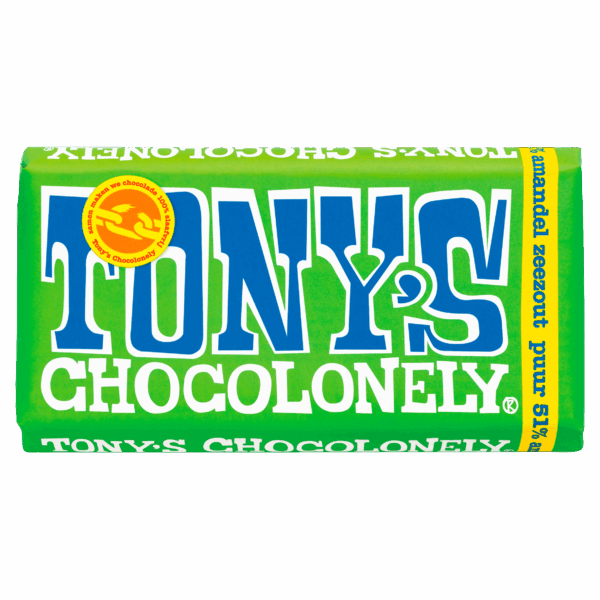 Tony's Chocolonely Chocolade Puur amandel zeezout - PLUS