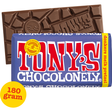 Tony's Chocolonely Donkere Melk 42% Pretzel Toffee Chocolade Reep - JUMBO