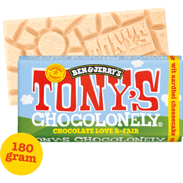 Tony's Chocolonely reep Witte Chocolade Strawberry Cheesecake - JUMBO