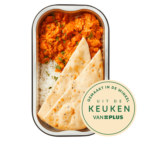 Uit de keuken van Butter chicken met rijst en naanbrood - PLUS