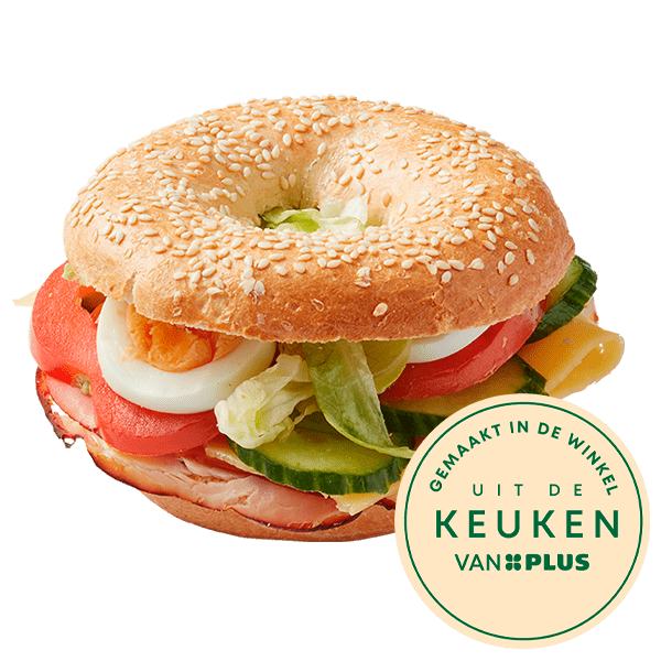Uit de keuken van PLUS Bagel gezond ham kaas - PLUS