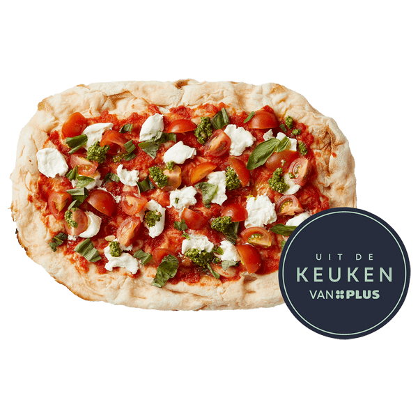 Uit de keuken van PLUS Pinsa tomaat mozzarella pesto - PLUS