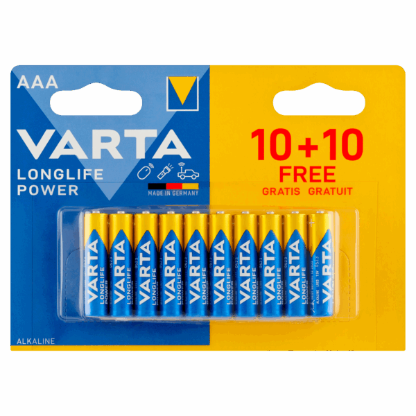 Varta Longlife AAA batterijen 10+10 - PLUS
