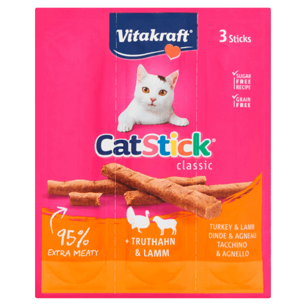 Vitakraft Snacks cat sticks mini kalkoen lam - PLUS