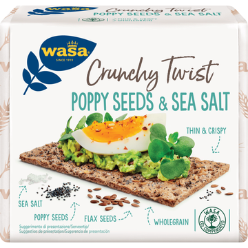 Wasa Crunchy Twist Poppy Seeds & Sea Salt - JUMBO