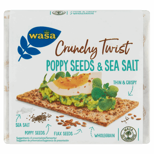 Wasa Crunchy Twist Poppy Seeds & Sea Salt - PLUS