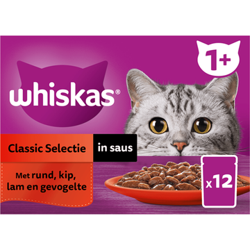 Whiskas 1+ Kattenvoer - Classic selectie in saus - maaltijdzakjes - JUMBO