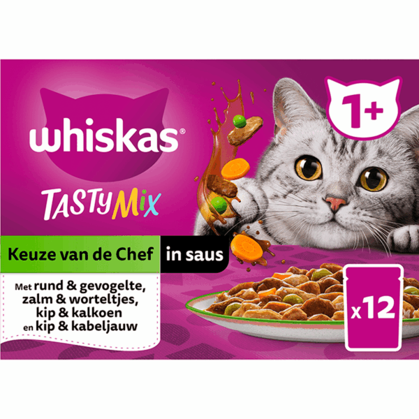 Whiskas 1+ Kattenvoer Tasty Mix - in saus - PLUS