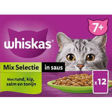 Whiskas 7+ Kattenvoer - Mix selectie in saus - maaltijdzakjes - JUMBO