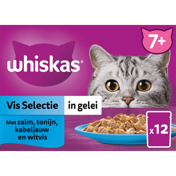 Whiskas 7+ Kattenvoer - Vis selectie in gelei - maaltijdzakjes - JUMBO