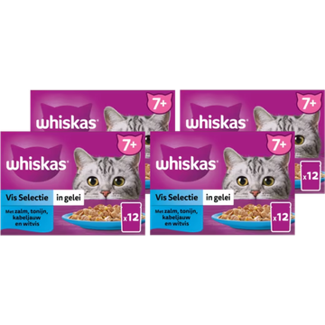 Whiskas 7+ Natvoer - Vis - Selectie in gelei - maaltijdzakjes - JUMBO