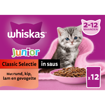 Whiskas Kattenvoer Junior - Classic selectie in saus - JUMBO