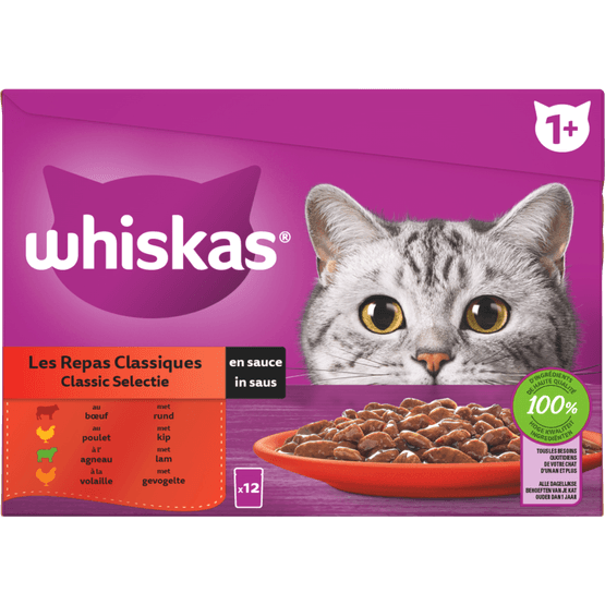 Whiskas Kattenvoer classic selectie saus 1+ jaar 12st - Dirk