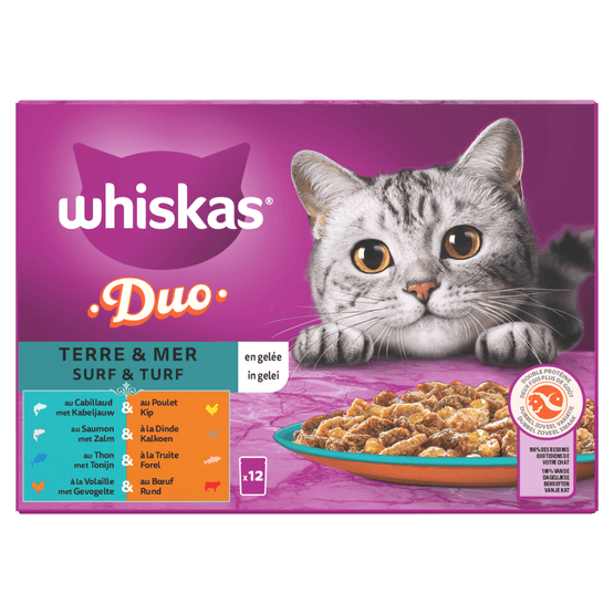Whiskas Kattenvoer surf&turf gelei 1+ jaar 12st. - Dirk