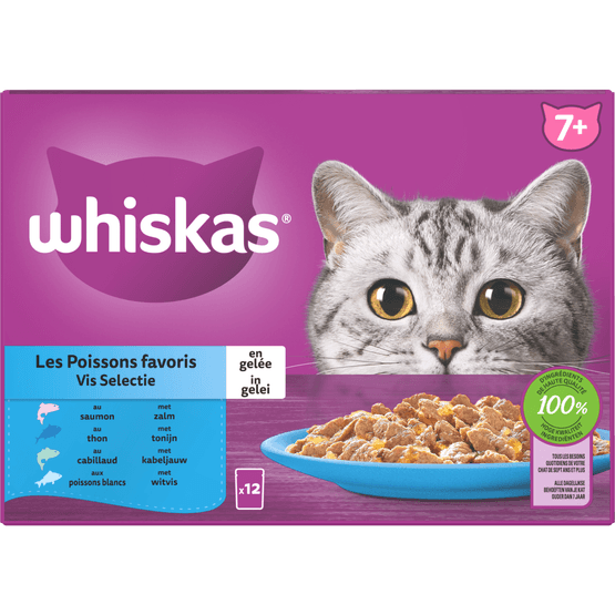 Whiskas Kattenvoer vis selectie gelei 7+ jaar 12st. - Dirk