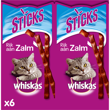 Whiskas Sticks - Zalm - Kattensnack - 6 Stuks - JUMBO