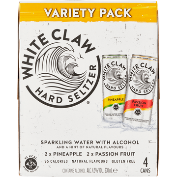 White Claw Hard Seltzer with Alcohol and a Hint of Natural Flavours Variety Pack - JUMBO