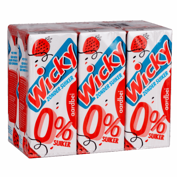 Wicky Aardbei 0% Suiker 6-Pack - PLUS