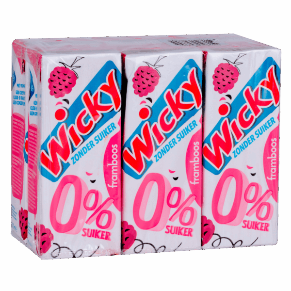 Wicky Framboos 0% suiker 6-pack - PLUS