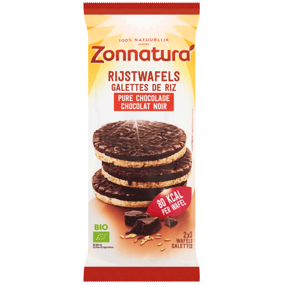Zonnatura Biologische rijstwafels pure chocolade - Dirk